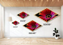 Vibrant Sunset Petals Diamond Shaped Canvas Textured Print, Red Orange Flower Wall Art, Modern Botanical Gift, Floral Bedroom Decor