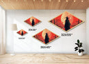 Lone Ronin Eclipse Diamond Shaped Canvas Textured Print, Samurai Sunset Wall Art, Anime Warrior Decor, Japanese Aesthetic Gift