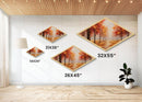 Fall Centerpiece Wall Art, Orange Leaves, Diamond Shaped Canvas Art Print, Canvas Texture Art, The Changing Of The Seasons