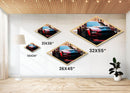 Diamond Shaped Muscle Car – Canvas Textured Print with Red American Classic Vehicle, Garage Decor, Bold Auto Lover Gift