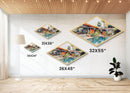 Midcentury Oasis Retreat Diamond Shaped Modern Home Canvas Art Print poolside bungalow retro palm springs architectural wall decor