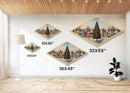 Festive Town Square Diamond Shaped Canvas Embossed Print Christmas tree snowy village nostalgia seasonal living room holiday wall