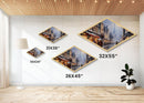 Paris Winter Scene Diamond Shaped Canvas Art Print holiday snowy cityscape decor romantic French Christmas wall accent collector