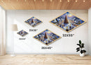 Magic Tree Lane Diamond Shaped Canvas Art Print snowy Christmas town glowing lights holiday gift home wall decor winter wonderland