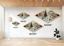 Village Tree Fest Diamond Shaped Canvas Embossed Print charming Christmas town nostalgic seasonal decor snowy wall art living room