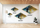 Tree of Radiance — Diamond Shaped Canvas Embossed Print mosaic nature decor, stained glass style, spiritual healing tree wall piece