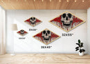 Splattered Skull Horror Diamond Shaped Canvas Textured Print abstract gothic art Halloween wall decor edgy red black painting