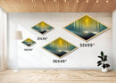 Forest Glow Tranquility Diamond Shaped Canvas Art Print, Misty Pines Sunrise Landscape Wall Decor, Nature Inspired Zen Room Accent