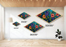 Floral Stained Mosaic Diamond Shaped Canvas Textured Print Garden Flower Art Colorful Boho Wall Piece Mother's Day Gift Idea