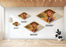 Holiday Carousel Charm Diamond Shaped Canvas Art Print Christmas market snow village kids room festive seasonal decor gift idea