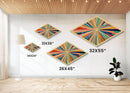 Retro Midcentury Modern Diamond Shaped Canvas Art Print, Color Burst, Green, Yellow and Red Swirl, Colorful Above Sofa Art