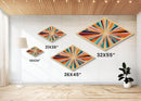 Color Burst Fusion Diamond Shaped Canvas Embossed Print energetic rainbow abstract painting wall art studio accent or creative gift idea