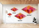 Geometric Bloom Shapes Diamond Shaped Canvas Art Print retro orange pink red modern abstract circles aesthetic boho room or dorm style