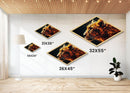 Prismatic Tiger Tech Diamond Shaped Canvas Embossed Print futuristic animal artwork digital geometric wild cat bedroom den or gamer wall piece