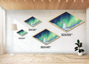 Northern Lights Bunny - Diamond Shaped Canvas Art Print Aurora Night Sky Nursery Animal Decor Cute Minimalist Gift Bedroom Accent