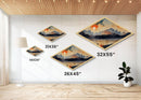 Sunset Over The Smoky Mountains, Diamond Shaped Art Print, Watercolor Landscape Painting, Nature Decor, Canvas Texture Art Print