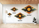 MCM Art Deco Sun Framed Canvas Art Print, Canvas Embossed Art, Retro Wall Art, Modern Home Decor