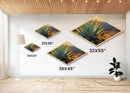 Canyon Agave Diamond Shaped Landscape Canvas Embossed Print Desert Plant Painting Warm Color Wall Art Botanical Home Decor Accent