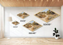 Desert Blossom Trail Diamond Shaped Canvas Embossed Print natural warm toned arid path art soft toned countryside landscape decor