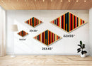 Bold Retro Stripes Diamond Shaped Canvas Embossed Print modern geometric color block design minimalist abstract vertical wall art