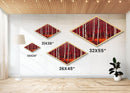 Crimson Birch Serenity Diamond Shaped Canvas Textured Print woodland red forest wall art nature painting rustic decor autumn tree scene