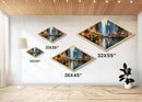 City Street Buzz Diamond Shaped Canvas Embossed Print rainy night urban scene bright lights pedestrians modern cityscape wall decor