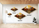 Diamond Shaped Autumn Gold Forest Canvas Textured Print Fall Leaves Landscape Misty Woodland Home Wall Decor Seasonal Nature Scene