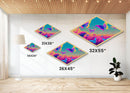 Diamond Shaped Neon Fox Canvas Embossed Print Colorful Animal Wildlife Art Bright Sunset Field Modern Home Decor Vibrant Wall Accent