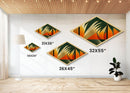 Diamond Shaped Palm Horizon — Tropical Abstract Retro Sunset Canvas Embossed Print, Geometric Island Decor, Bold Beach Theme