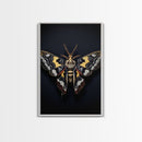 Framed Death Head Moth Canvas Print, Acherontia, Taxidermy Art, Dried Butterfly Print, Bug Wall Art Hanging Decor, Goth Art, Halloween Art
