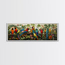 Birds Of Paradise, Parrot Print, Tropical Art, Framed Canvas Print, Beautiful Above Sofa Wall Art, Guest Room Decor