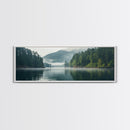 Rustic Nature Landscape Painting Canvas Print | Cozy Forest Canvas Art | Misty Lake & Earth Tones | Farmhouse Cabin Decor