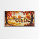 Fall farmhouse wall art Framed Canvas Print equestrian scene autumn country decor cozy farmhouse holiday decor above sofa art gift idea