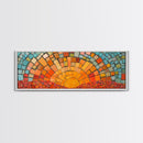 Wood Framed Mid Century Modern Wall Art - Sunset Mosaic Tiles Print - Horizontal Modern Wall Art - Panoramic Above Bed Decor - Boho Wall Art
