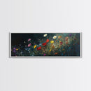 Wildflowers At Midnight Framed Canvas Print, Moody Decor, Boho Minimalist Wall Art, Modern Art, Floral or Botanical Wall Art