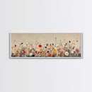Muted Wild Flowers On White Background, Framed Canvas Print, Mother's Day Gift Idea, Wood Frame, Rustic Art, Farmhouse Decor, Boho Art