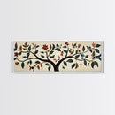 Wabi Sabi Inspired Botanical Print, Panoramic Canvas Art, Boho Style Textile Wall Art Print, Above Bed Or Sofa, Guest Room Decor