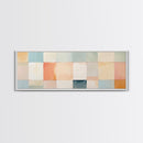 MCM Style Abstract Square, Framed Canvas Print, Mid-Century Modern Wall Art, Pastel Colors, Large Horizontal Wall Art Print