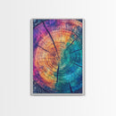 Cross Section Of Tree Rings, Rainbow Eucalyptus Print, Wood Framed Canvas Art, Colorful Abstract Modern Art, Boho Chic Cabin Decor, Eclectic Art