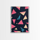 Retro 90s Style Wall Art Framed Canvas Print, Synthwave Abstract Triangles
