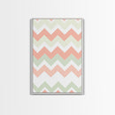 Pink and Mint Green Chevrons, MCM style Mid Century Modern Home Decor, Framed Canvas Print, Whimsical Wall Art