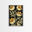 Floral Framed Canvas Wall Art Flower Print, Wood Framed Boho Modern Wall Art Boho Wall Decor Living Room Wall Art