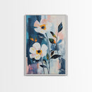 Oil Painting Print of White Flowers, Framed Canvas Print, Floral Art, Botanical Art
