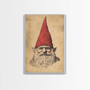 Sketch of a Gnome Canvas Print - Framed Canvas - Minimalist Christmas Art - Boho Christmas Art - Rustic Christmas Art