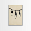 Black and White Sketch of Christmas Lights Canvas Print - Framed Canvas - Minimalist Christmas Art - Boho Christmas Art - Rustic Christmas Art