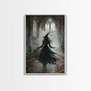 Witchy Decor Framed Canvas Print, Dark Academia, Witch Painting Print, Gothic Decor, Moody Witch Oil Painting, Halloween Art