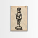 Retro Nutcracker Canvas Print - Framed Canvas - Minimalist Christmas Art - Boho Christmas Art - Rustic Christmas Art