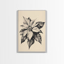 Poinsetta Canvas Print - Framed Canvas - Minimalist Christmas Art - Boho Christmas Art - Rustic Christmas Art