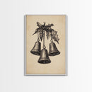 Christmas Bells Canvas Print - Framed Canvas - Minimalist Christmas Art - Boho Christmas Art - Rustic Christmas Art