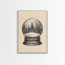 Christmas Snowglobe Canvas Print - Framed Canvas - Minimalist Christmas Art - Boho Christmas Art - Rustic Christmas Art